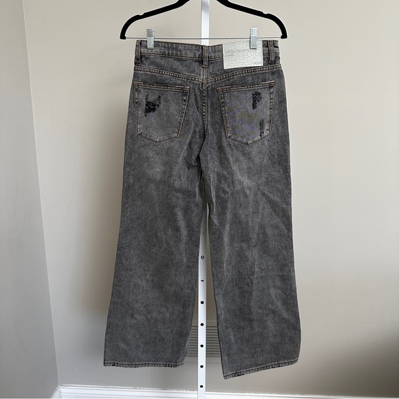 ONE TEASPOON RECYCLED BLACK LOWRIDER WIDE LEG JEANS size 24 - Picture 7 of 7